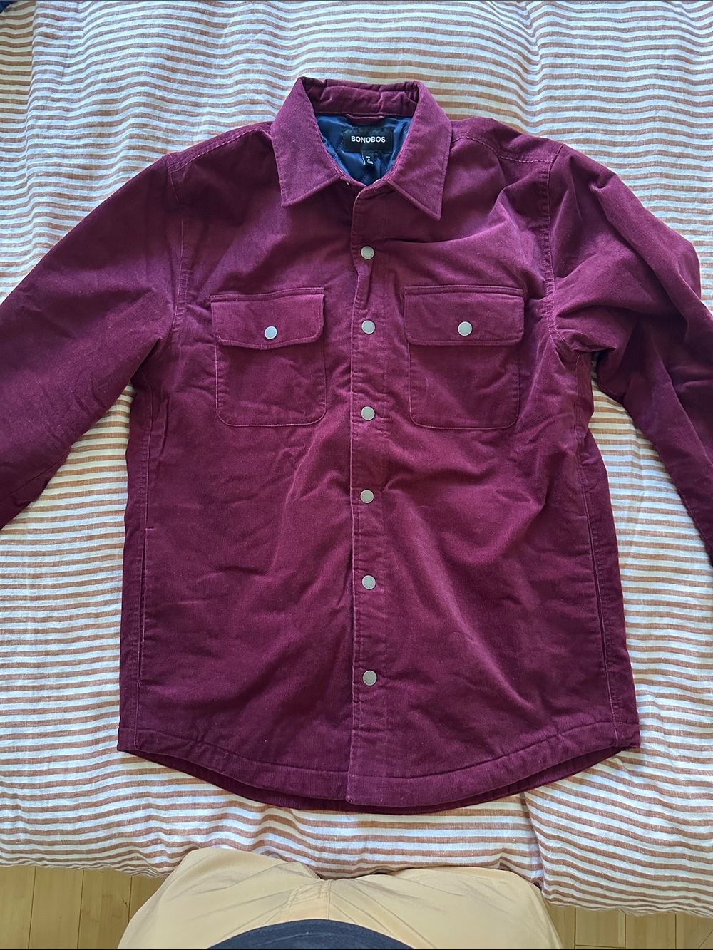 Bonobos Burgundy Corduroy Snap-Front Shirt Jacket